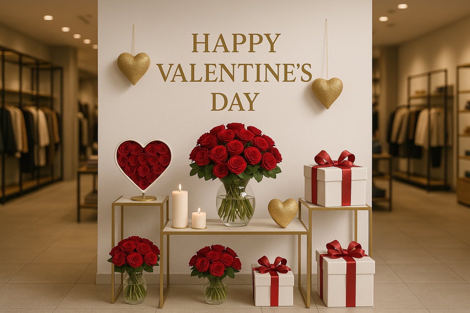 バレンタインギフトを飾るためのモダンでおしゃれなディスプレイデザイン