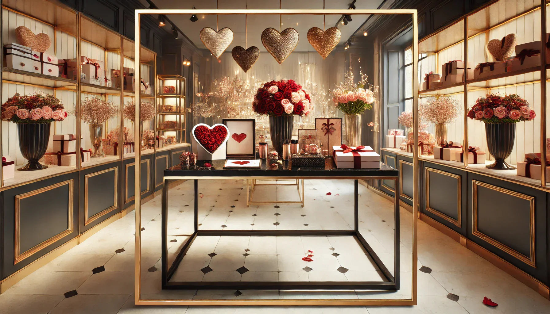 バレンタインギフトを飾るためのモダンでおしゃれなディスプレイデザイン