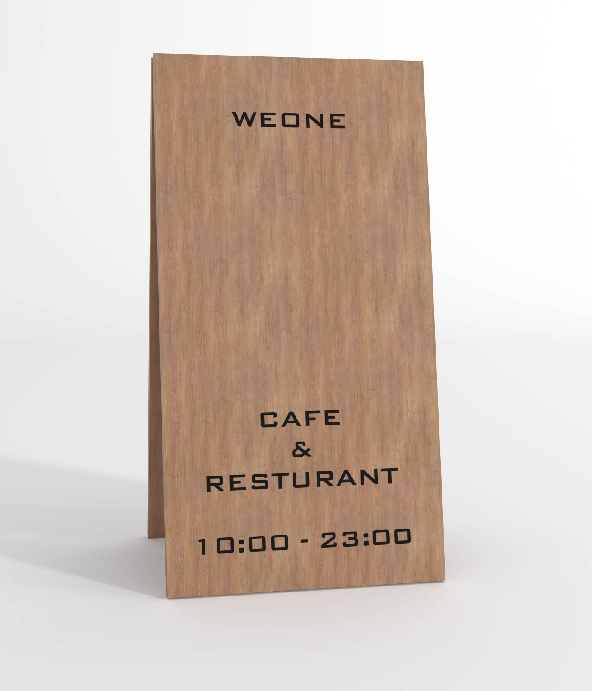 カフェ&レストラン用木製スタンド看板 - 営業時間表示付き、屋内外に最適