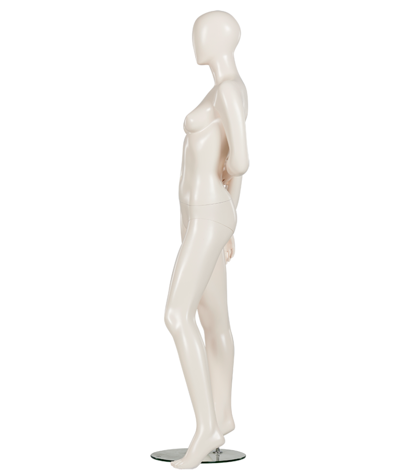 女性マネキン右側面ビュー|ナチュラルカラー・展示用スタンダードポーズ