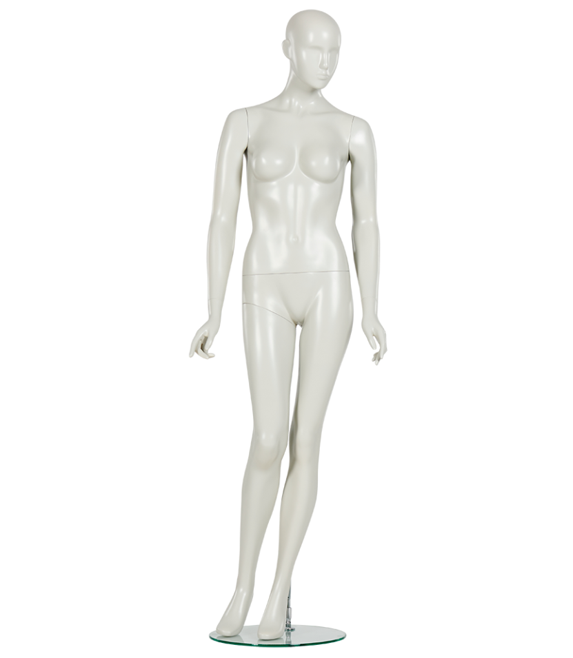 ホワイト女性全身マネキン 片足ポーズ洋服展示用ディスプレイスタンド