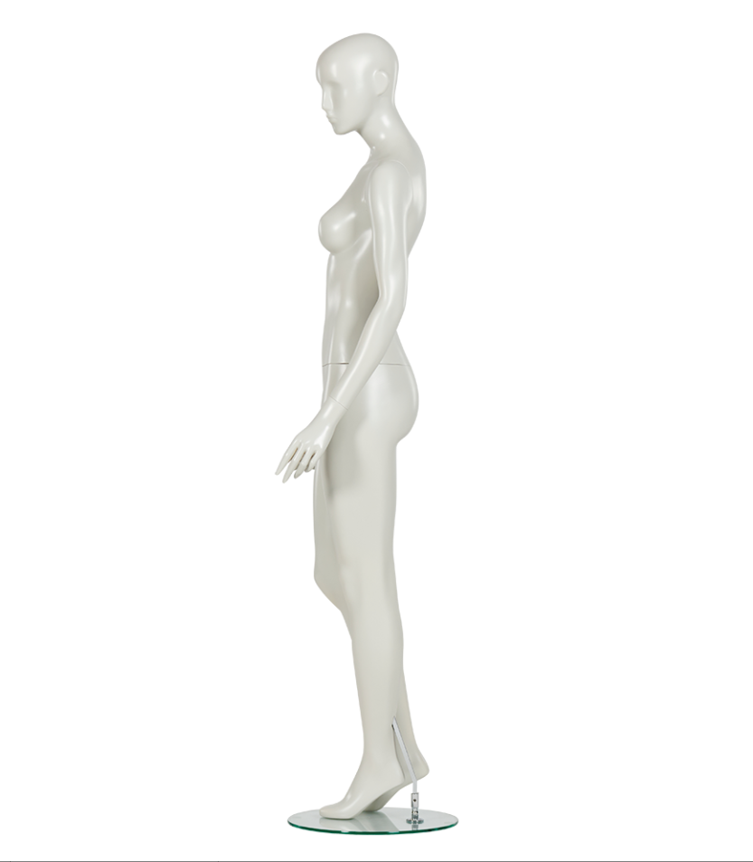 女性マネキン右側面ビュー|ホワイトカラー・自然な立ち姿勢