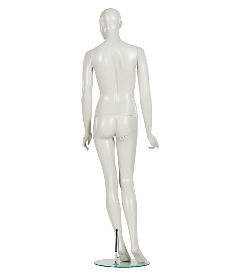 女性マネキン背面ビュー|ホワイトカラー・ナチュラルポーズモデル
