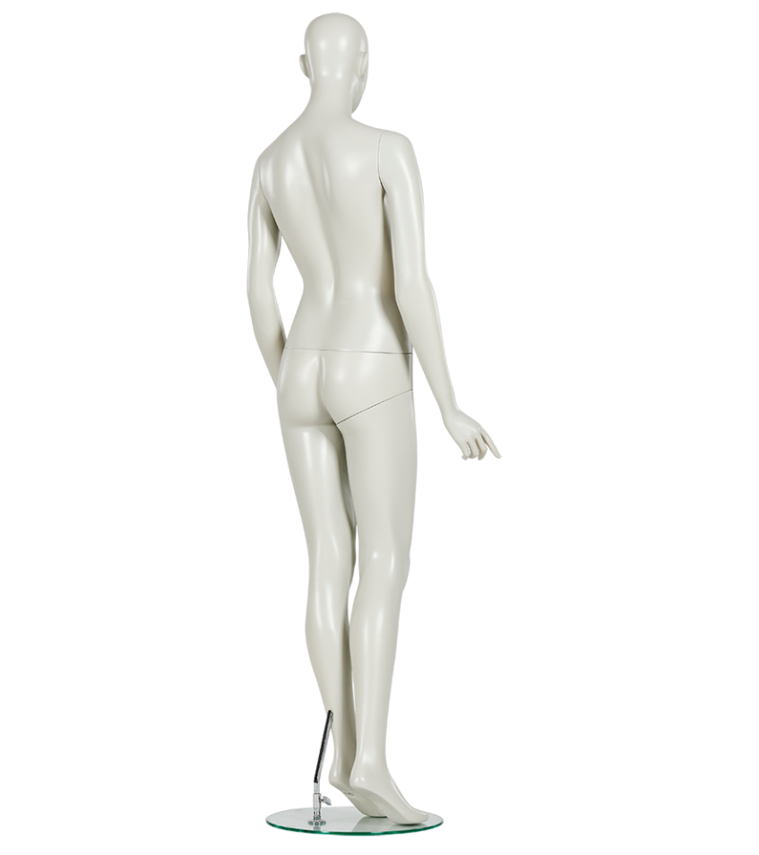 ホワイトカラーの女性マネキン|左斜め後ろビュー・展示用ナチュラルポーズ