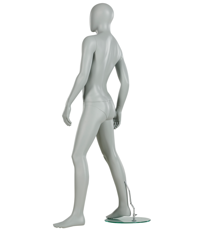 男性マネキン右側面ビュー|ホワイトグレーカラー・展示用スタンダードポーズ
