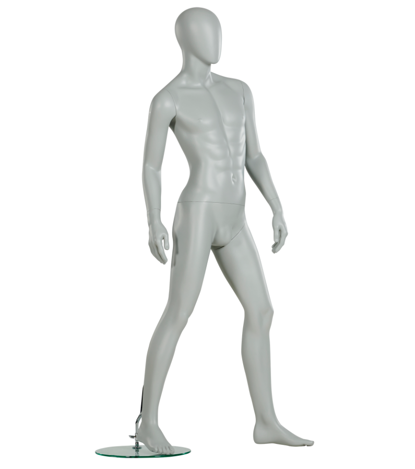 男性マネキン左側面ビュー|ホワイトグレーカラー・スタンダード展示モデル