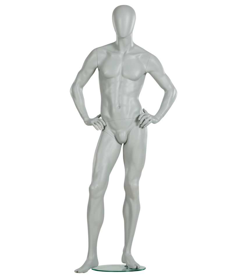 男性マネキン全身正面ビュー|ホワイトカラー・スタンダードポーズ