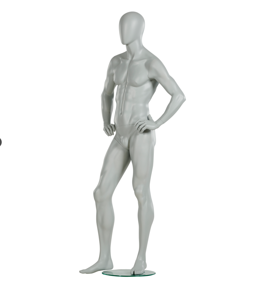 ホワイトカラーの男性マネキン|右斜め前ビュー・スタンダードモデル