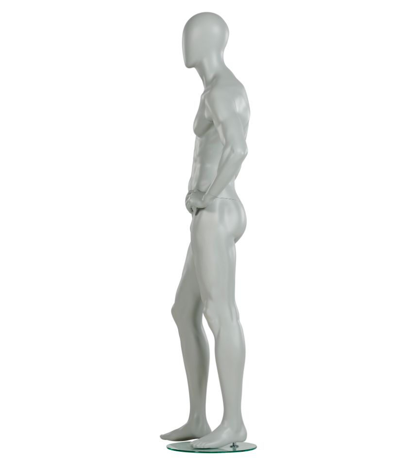 男性マネキン側面ビュー|ホワイトカラー・展示用スタンダードモデル