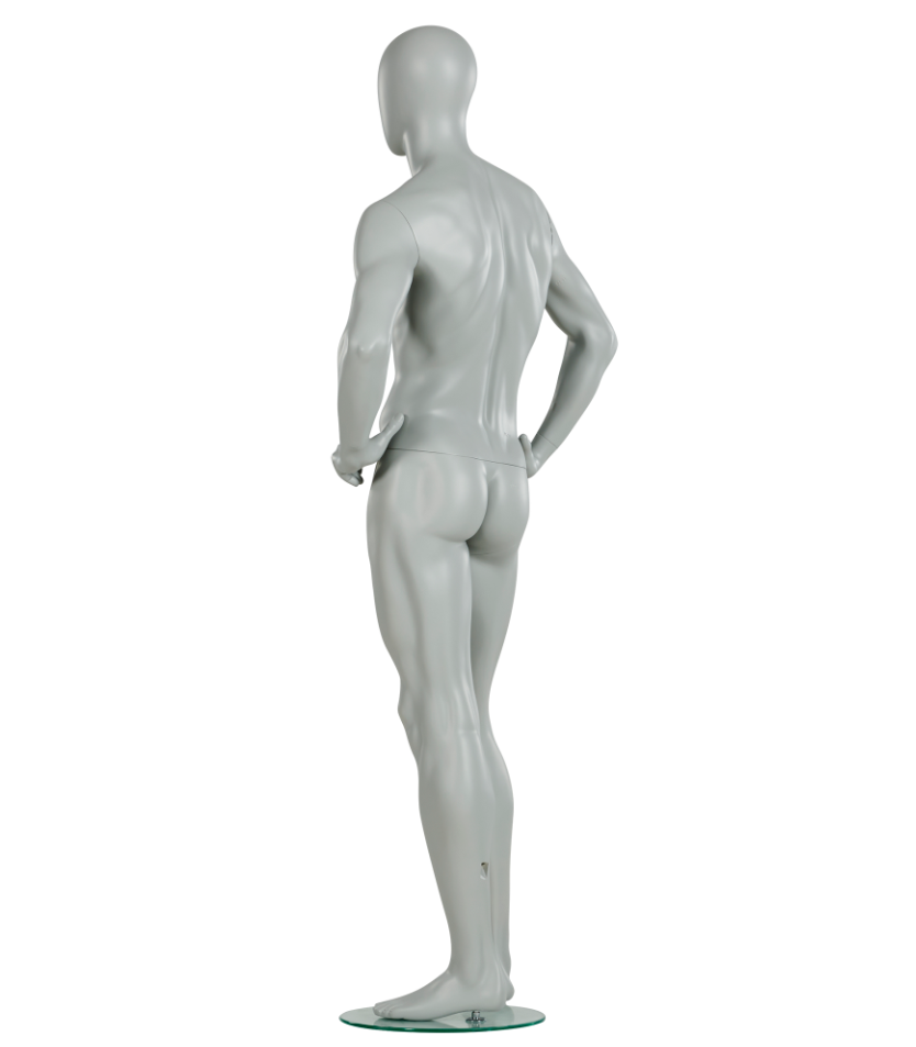 男性マネキンの斜め後ろビュー|ホワイトカラー・スタンダードポーズ