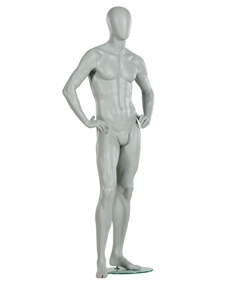 男性マネキンの左斜め前ビュー|スタンダードポーズ・ホワイトカラー