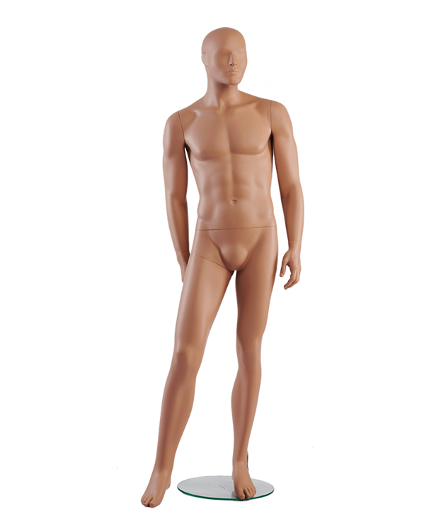 男性マネキン全身正面ビュー|ナチュラルスキンカラー・スタンダードポーズ