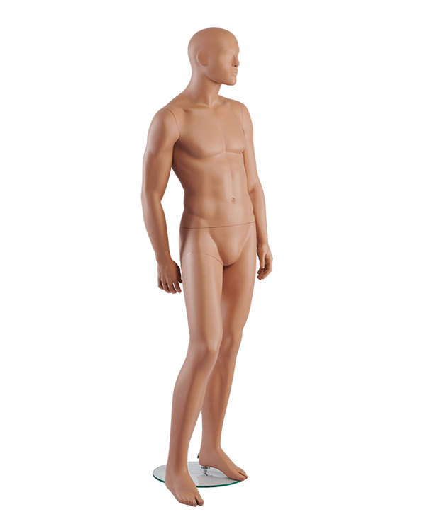 ナチュラルスキンカラーの男性マネキン|右斜め前ビュー・スタンダードモデル