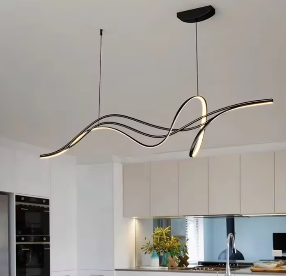 Modern Wave Black Chandelier 3401