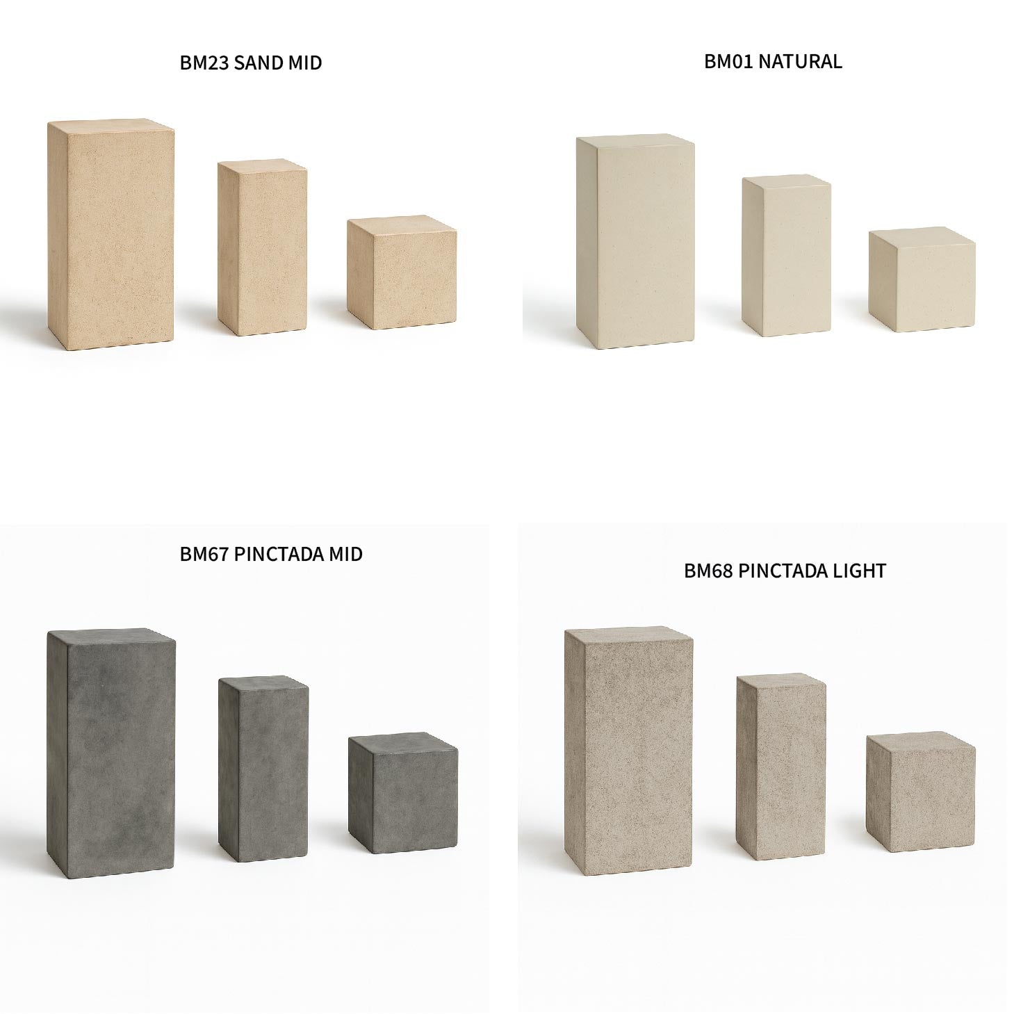 モールテックス台座の形状バリエーション|円形・正方形・長方形の各種ディスプレイプランスセット