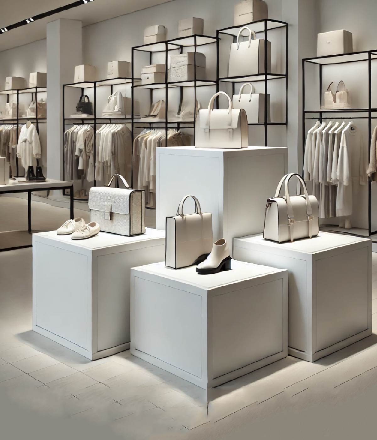 ミニマルデザインのバッグ | シューズ用展示台