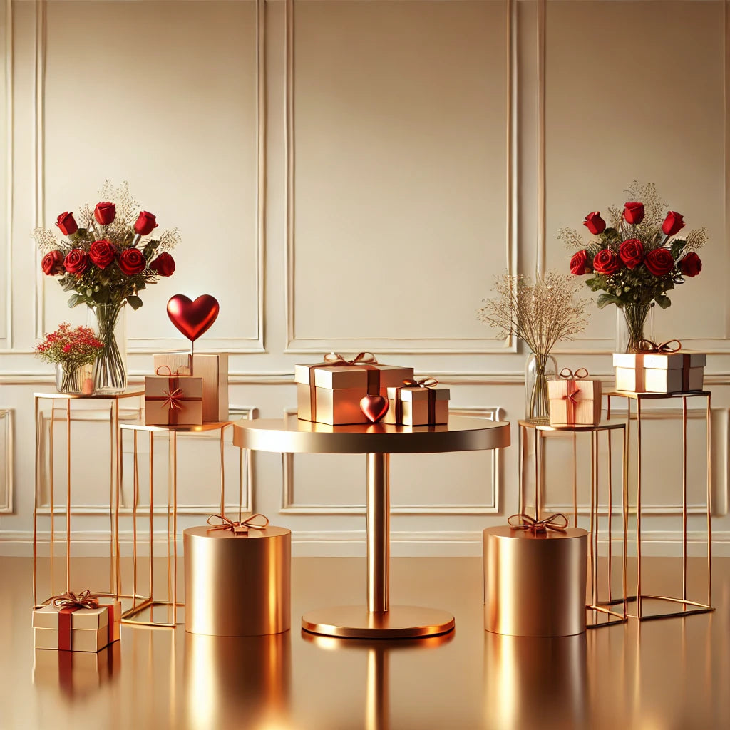 ミニマルデザインのモダンな金属フレームテーブル - ブティック、メゾン、商業スペースに最適