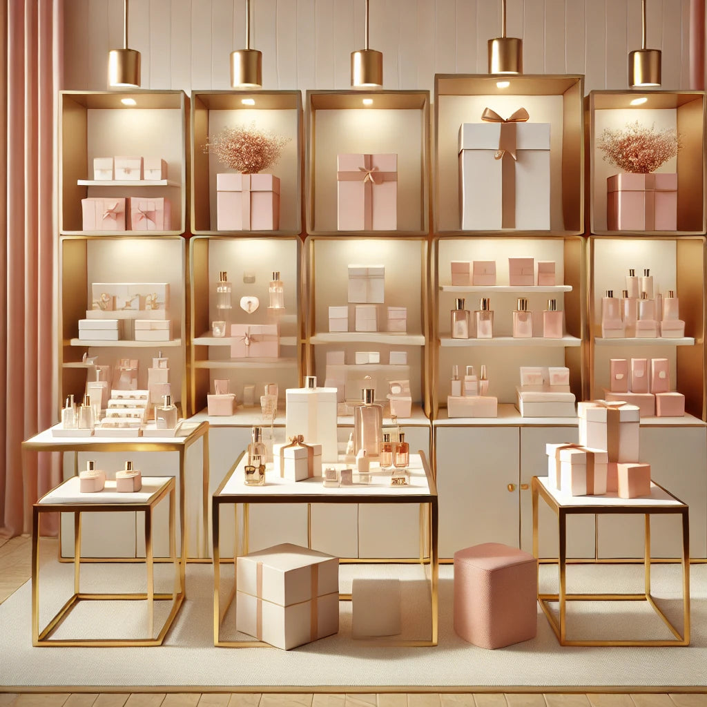 ミニマルデザインのモダンな金属フレームテーブル - ブティック、メゾン、商業スペースに最適