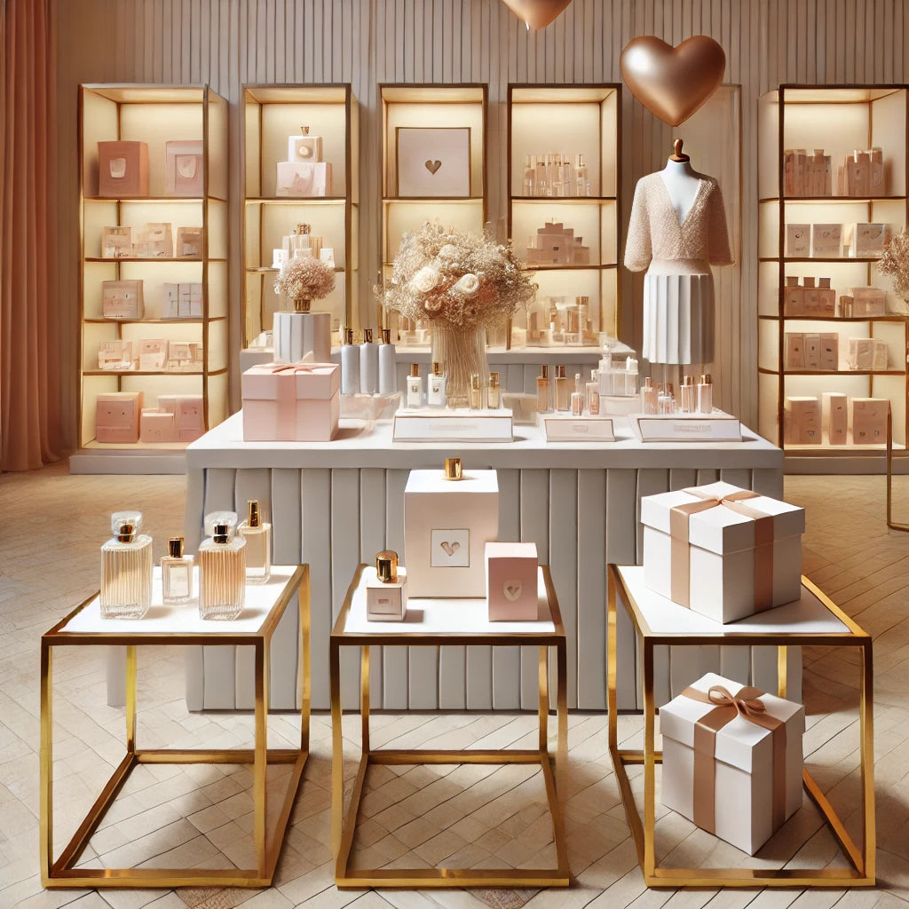 ミニマルデザインのモダンな金属フレームテーブル - ブティック、メゾン、商業スペースに最適