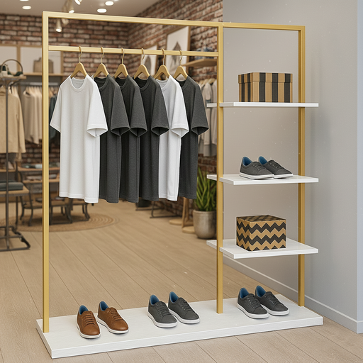 店舗用 ディスプレイハンガーラック 103(棚付き)