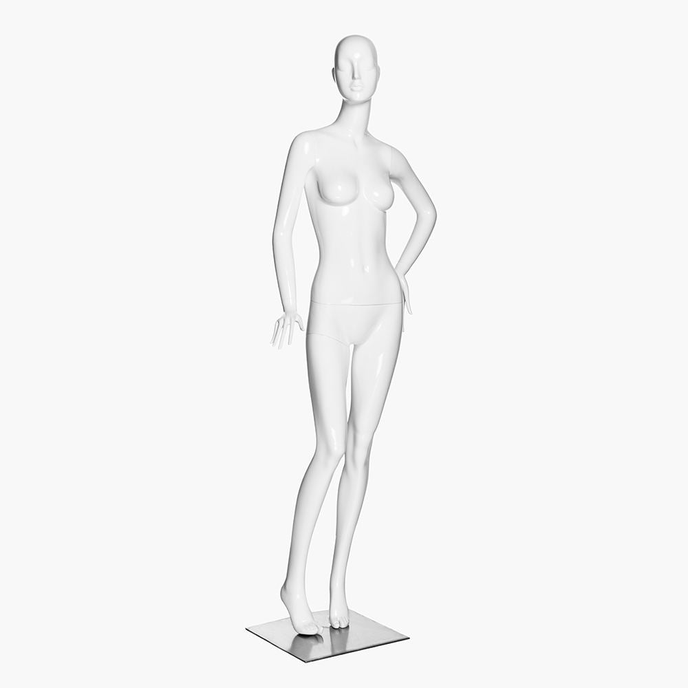 ホワイトカラーの女性マネキン|右斜め前ビュー・スタンダードポーズ