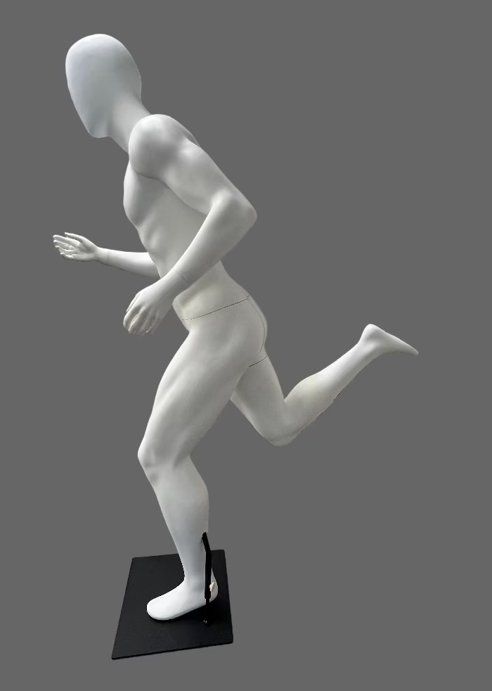 ホワイトスポーツマネキンのランニングポーズ|右側面ビュー