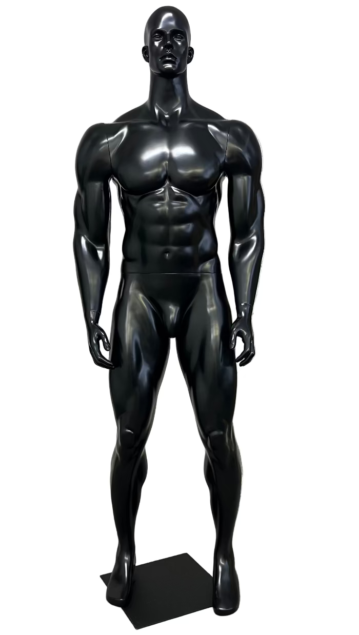 マッスル体型の男性マネキン全身正面ビュー|スポーツ展示用