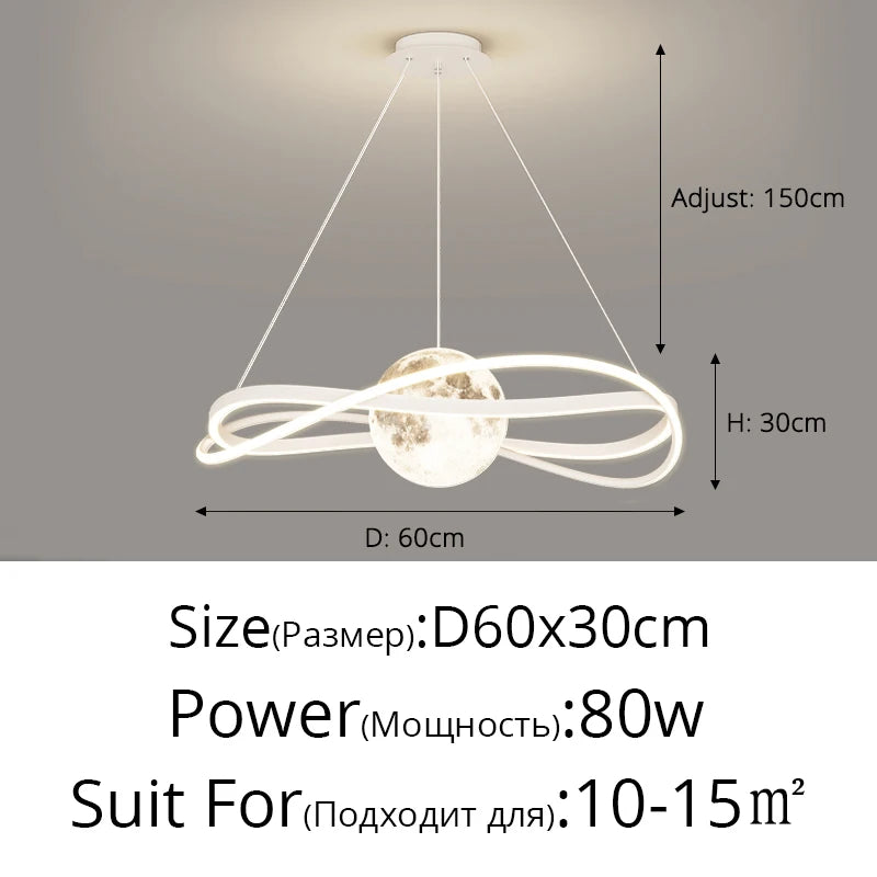 Moon motif LED pendant light 3406