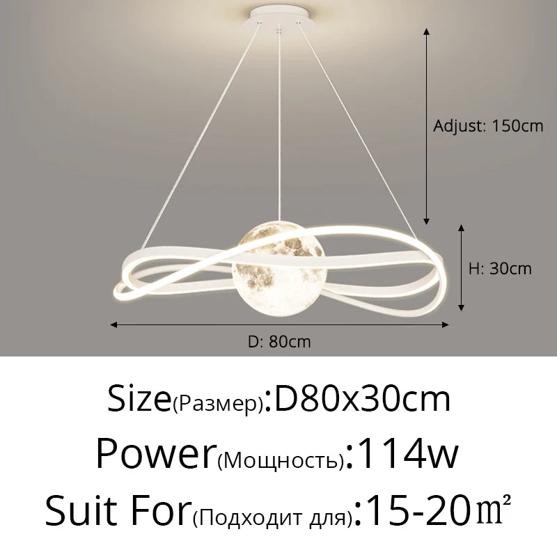 Moon motif LED pendant light 3406