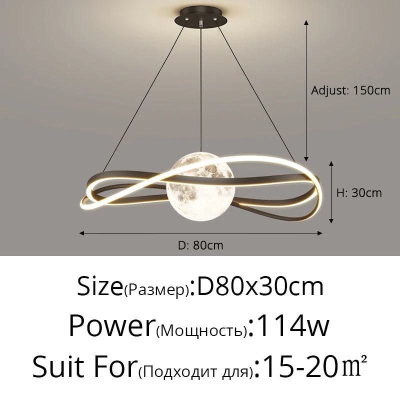Moon motif LED pendant light 3406