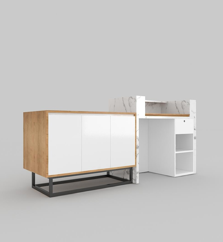 大理石&木製の受付カウンター | ナチュラル&モダン