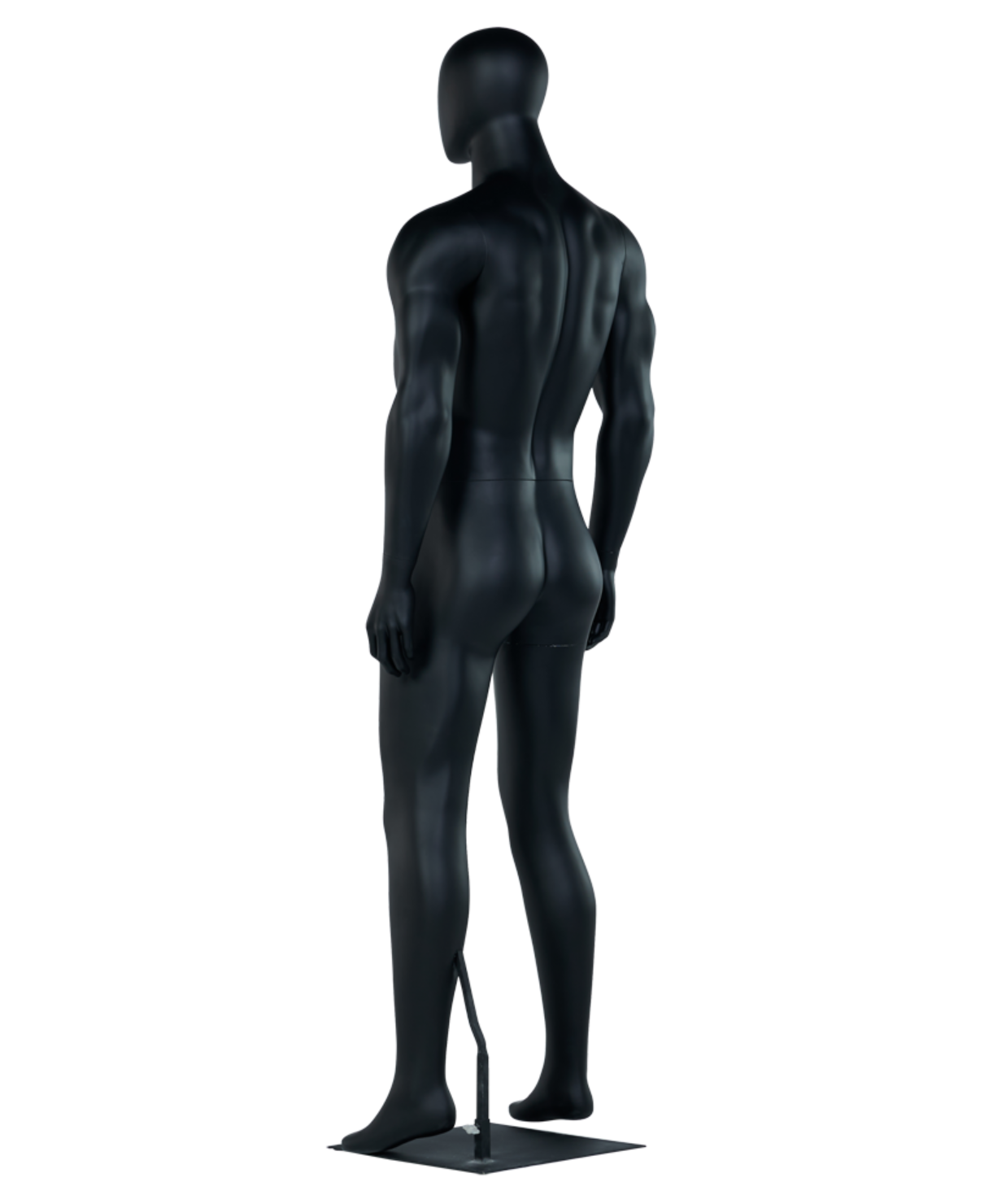 ブラックマネキンの斜め後ろビュー|自然な立ち姿勢