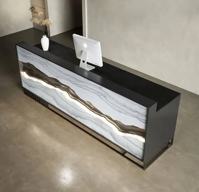 ユニークな大理石レセプションデスク | モダンなオフィス受付