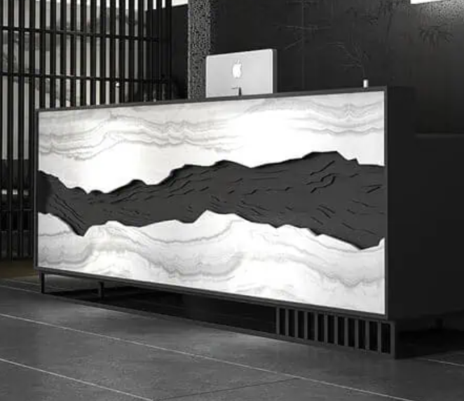 ユニークな大理石レセプションデスク | モダンなオフィス受付