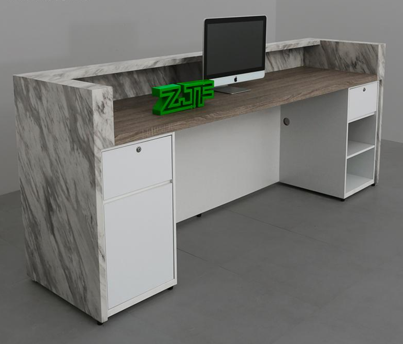 大理石製レセプションデスク | モダンなオフィス受付