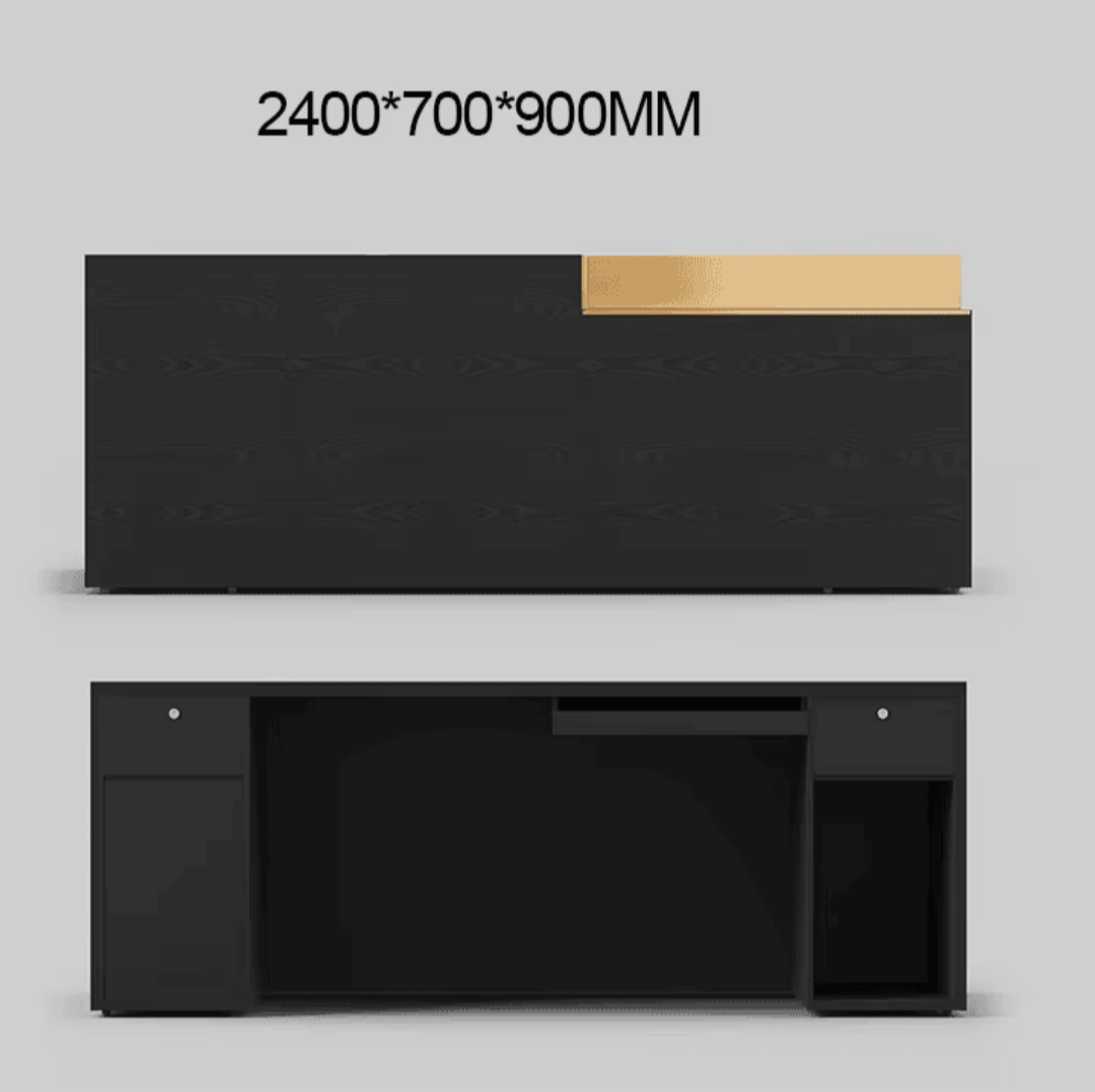 ブラック&ゴールドの高級受付デスク | モダンなデザイン