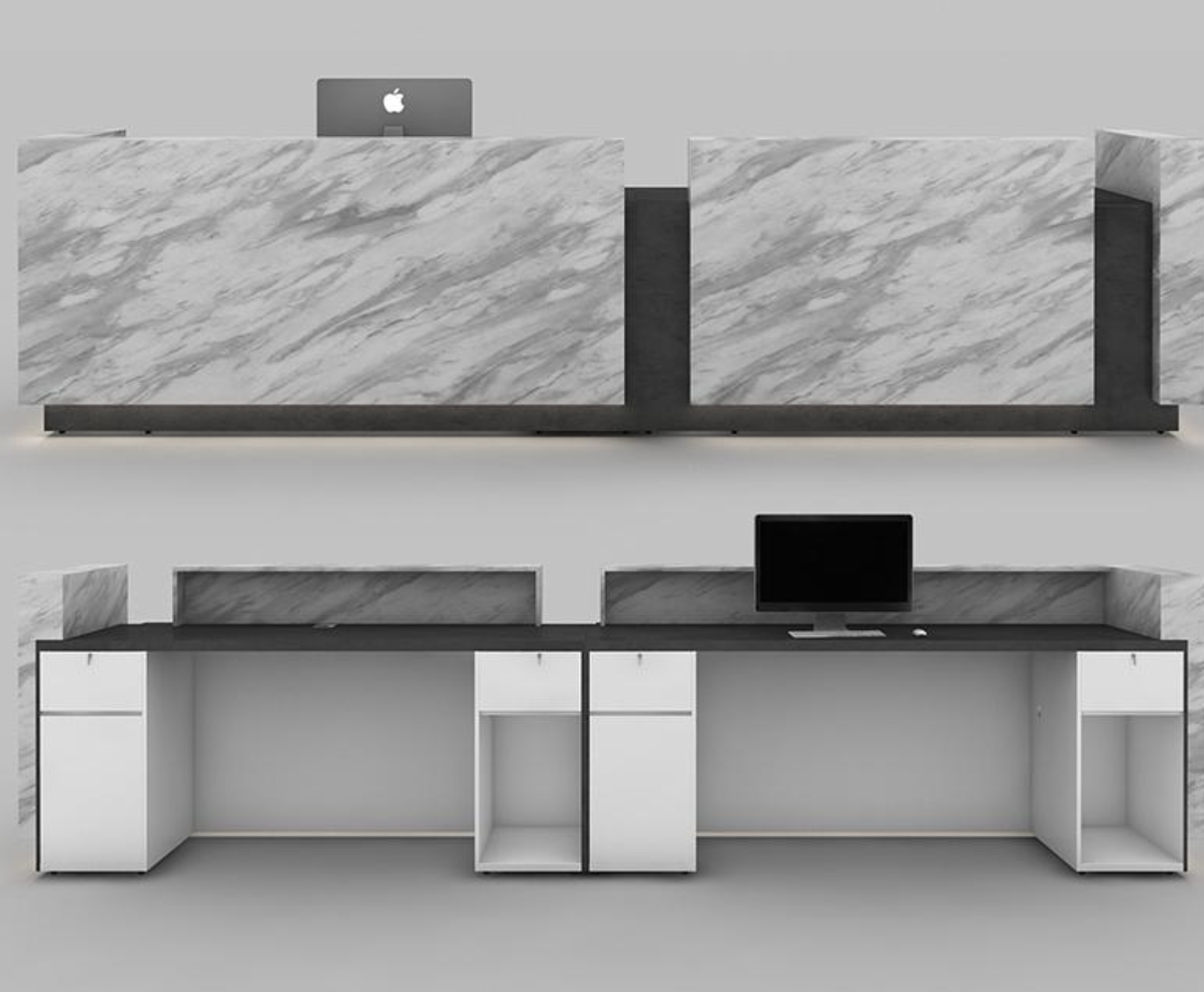 高級感のある大理石受付カウンター | モダンなレセプションデスク