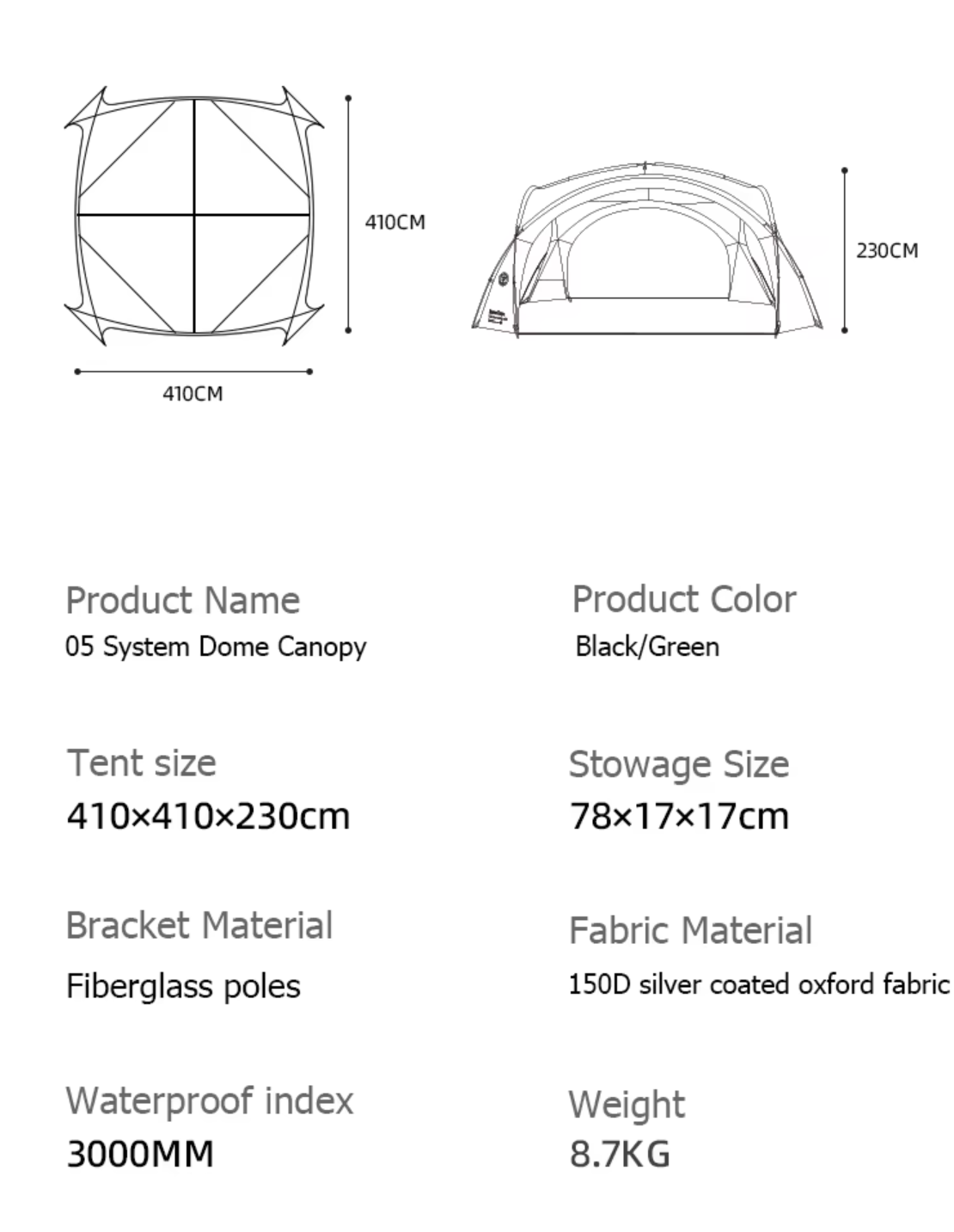 Expandable dome tent for 8 people