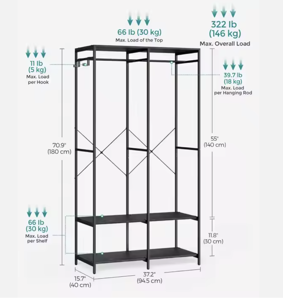 Hanger rack with drawers 2628
