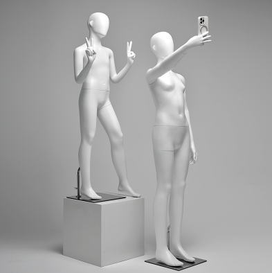 Kids Selfie Pose Mannequin White 24201