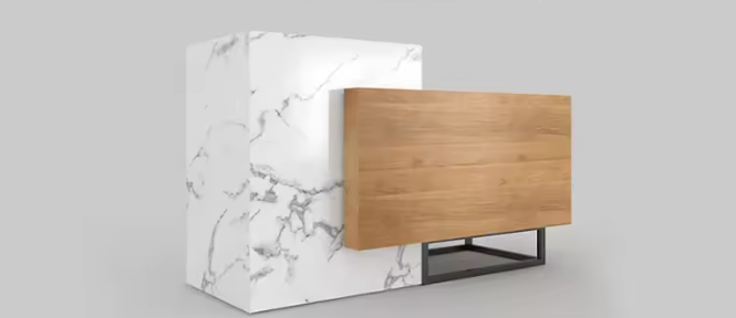 大理石&木製の受付カウンター | ナチュラル&モダン