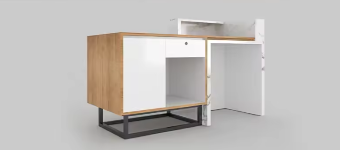 大理石&木製の受付カウンター | ナチュラル&モダン