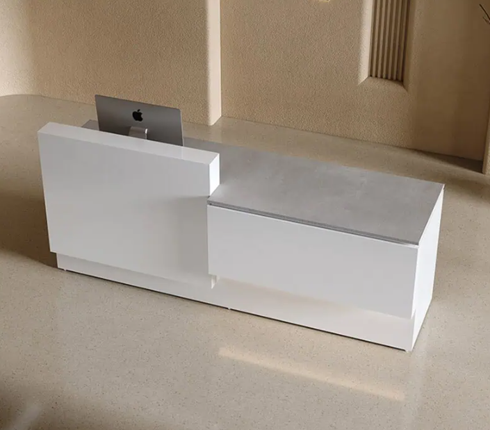 エレガントな白いレセプションカウンター | オフィス&ホテル向け