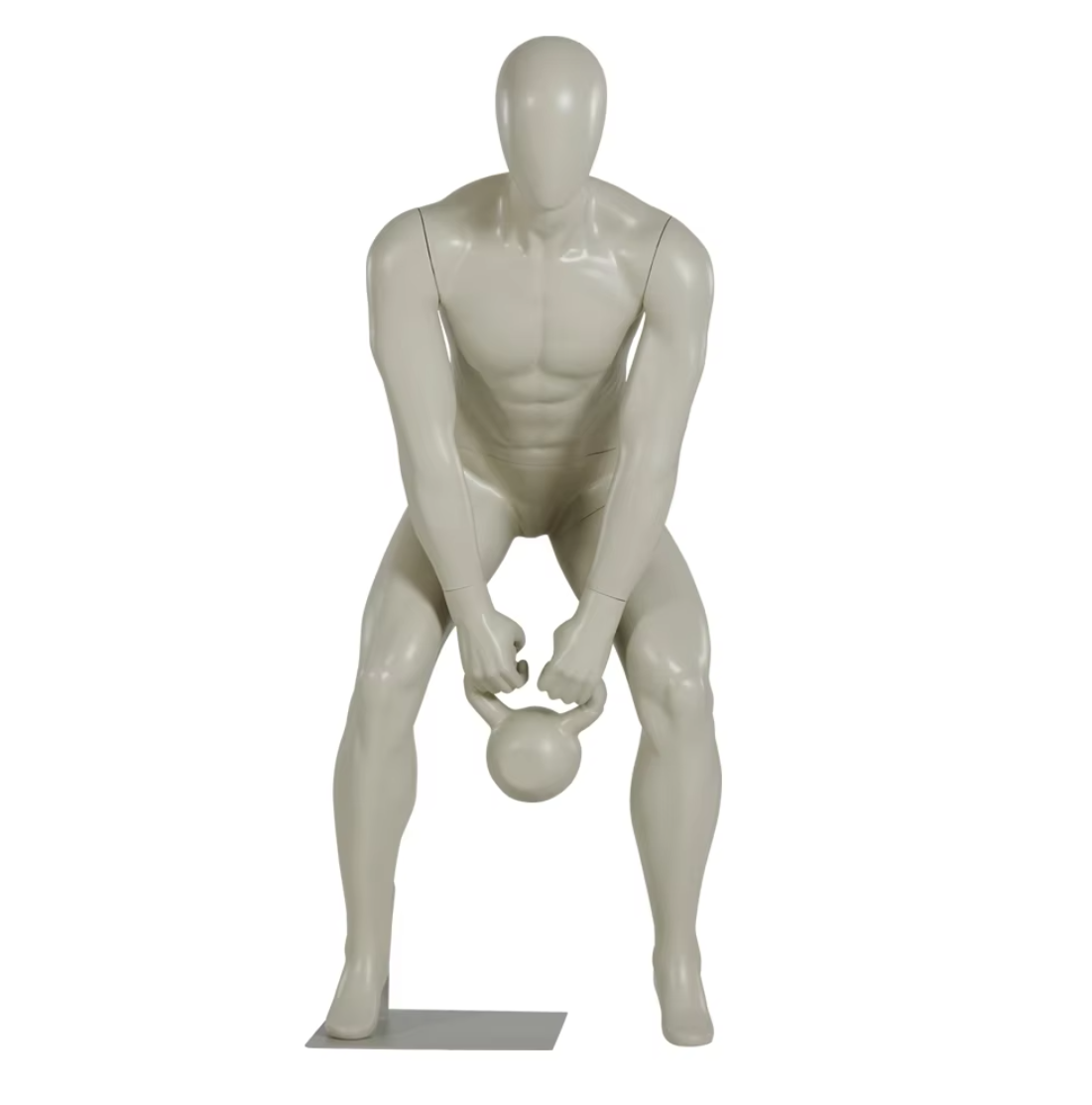 フィットネスマネキンのケトルベルトレーニングポーズ|斜め前ビュー