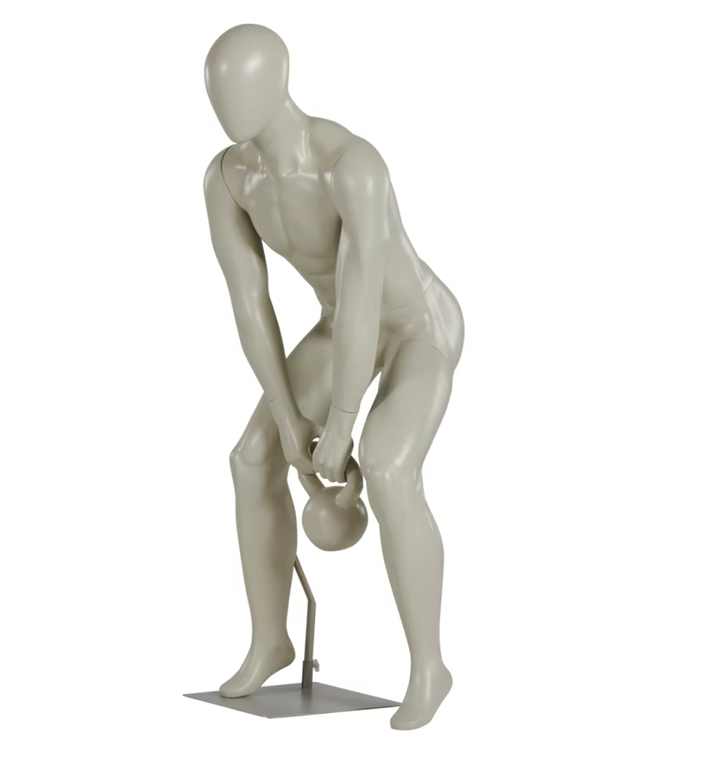 男性フィットネスマネキンのデッドリフトポーズ|背面ビュー