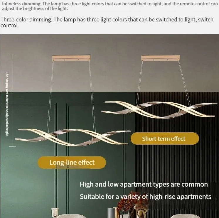 モダン LEDウェーブペンダントライト ロング3407