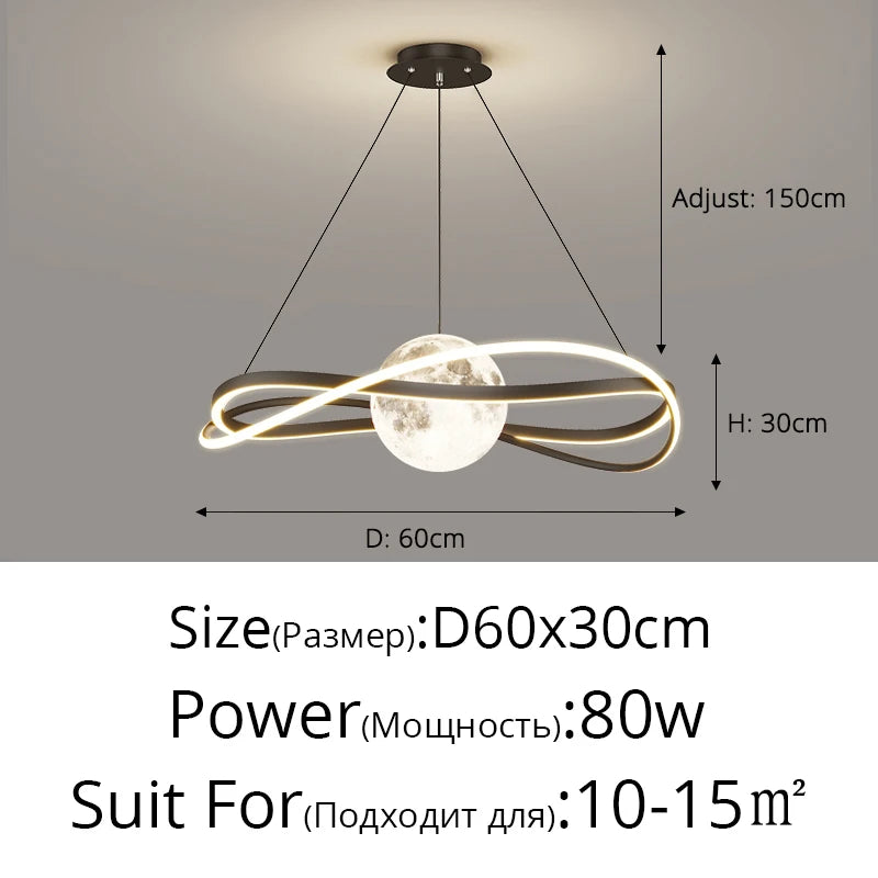Moon motif LED pendant light 3406