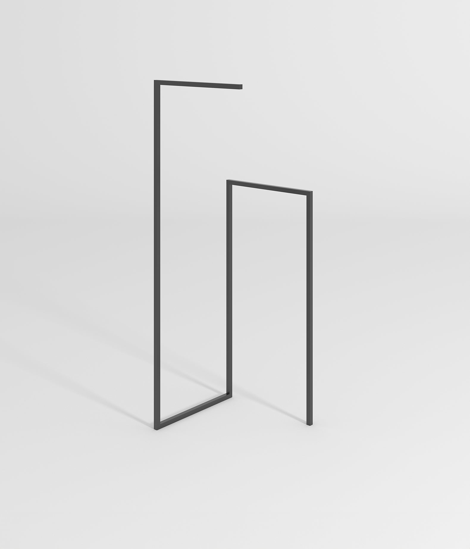 ムのハンガーラックに淡色トップスを掛けたスタイリッシュな展示イメージ