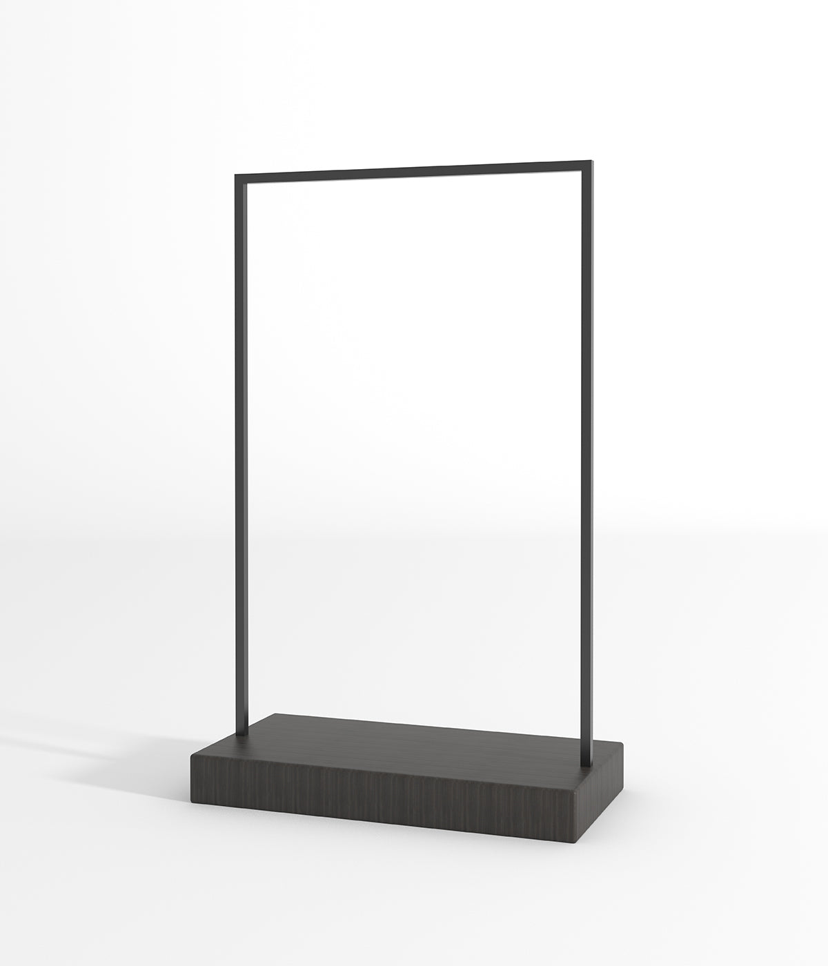 ブラックフレームとウッドベースのシンプルなハンガーラック什器