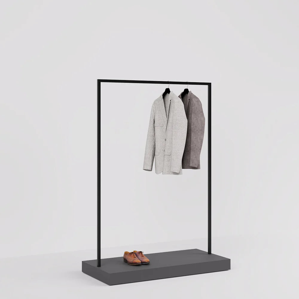 衣類展示に使用されるW1200ブラックハンガーラック